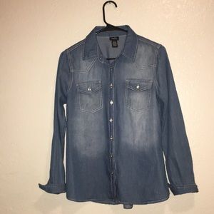 Rule 21 blue jeans button down long sleeve shirt.